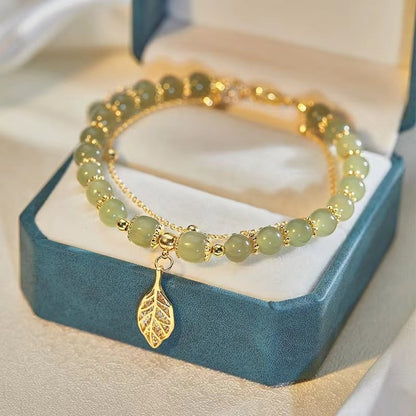 Wotian Jade Lucky armband av bladguld