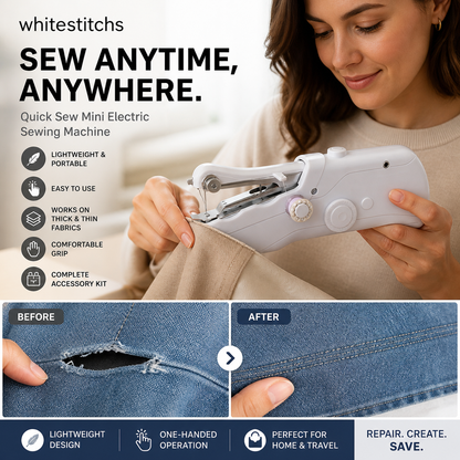 ✨ Nyhet 2026 – 50% RABATT NU! 🧵 Mini Elektrisk Symaskin – Kompakt, portabel & enkel att använda – perfekt för snabba syprojekt ✨