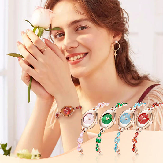 🔥2025 Ny 50% rabatt Hot Sale🔥Armbandsklocka med färgad zirkon för kvinnor
