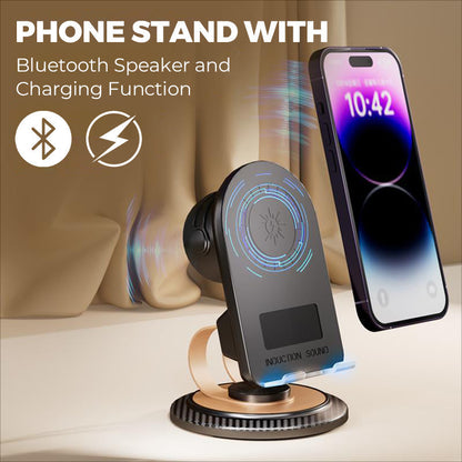 Telefonställ med Bluetooth-högtalare och laddningsfunktion