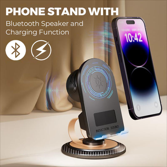 Telefonställ med Bluetooth-högtalare och laddningsfunktion