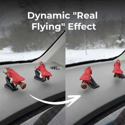 Instrumentbrädedekorationer med flytande effekt: häx- och trollkarlskvast