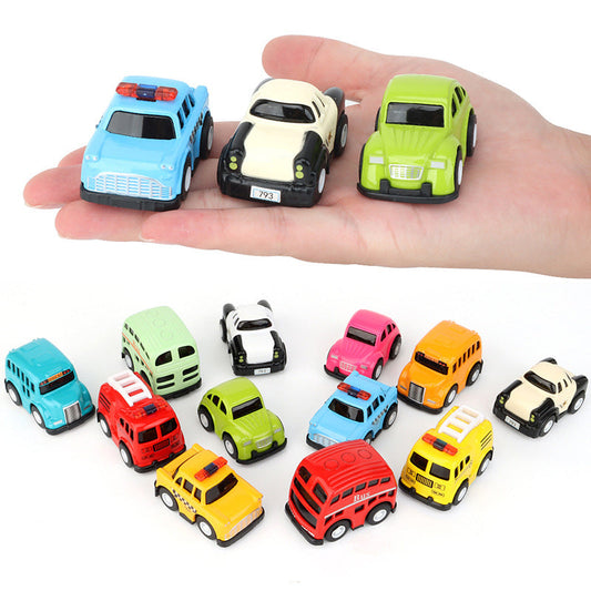 12-pack tecknade minileksaksbilar