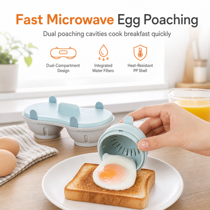 🥚 50% RABATT ⏲️ Ny äggkokare med dubbla fack för mikrovågsugn, laga ägg snabbt & enkelt 🍳