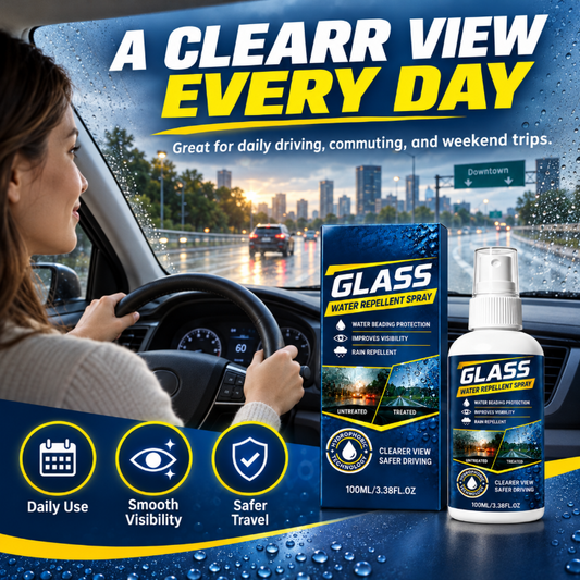 🌧️ 50% RABATT NU! 🚗 Car Glass Water Repellent Spray – snabb borttagning av oljefilm, hydrofob pärlteknik & allvädersskydd – perfekt för vindrutor, sidorutor och backspeglar ✨