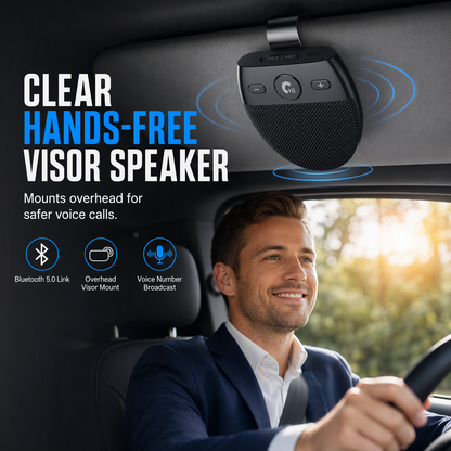 🔊 Bluetooth handsfree-högtalare för solskydd – vibrationsaktiverad autostart & 500 timmars standby 🎵