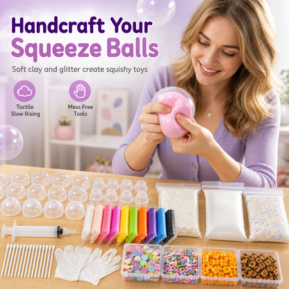 🎨 50 % RABATT NU! 🌈 DIY stressbollsset – blanda färgglad lera & glitter för känselstimulerande lek, läckagesäker konstruktion ✨